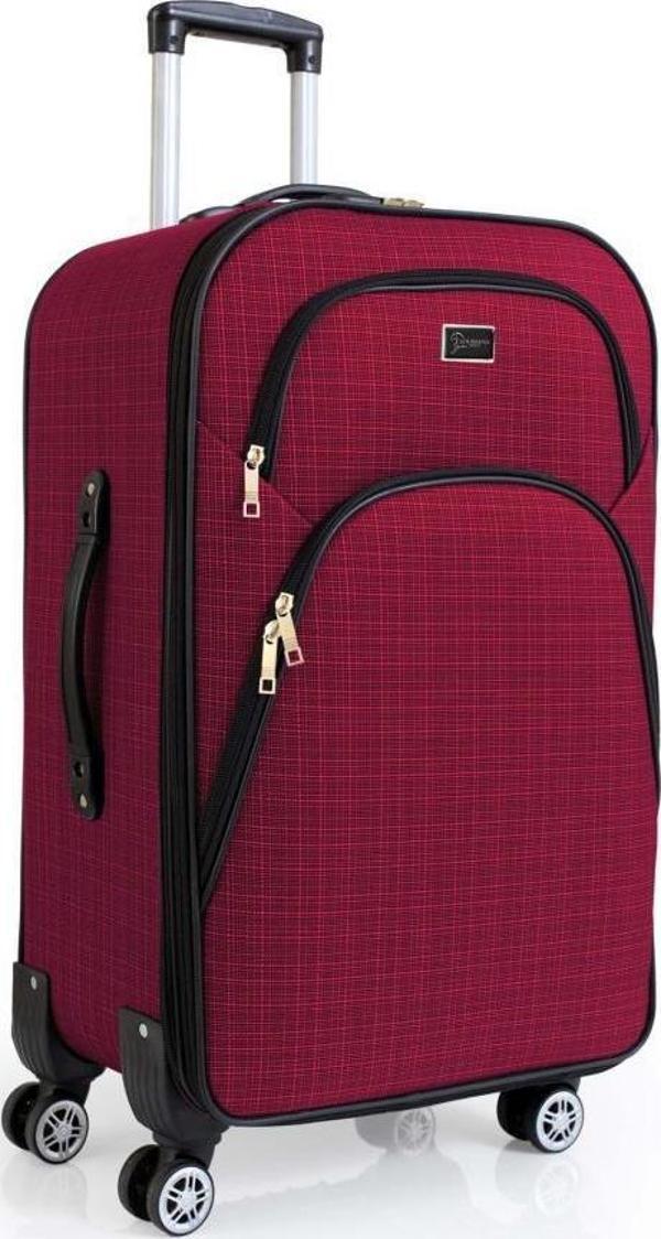 Büyük Boy 4 Teker Kumaş Valiz Bordo 1081 - Image 1
