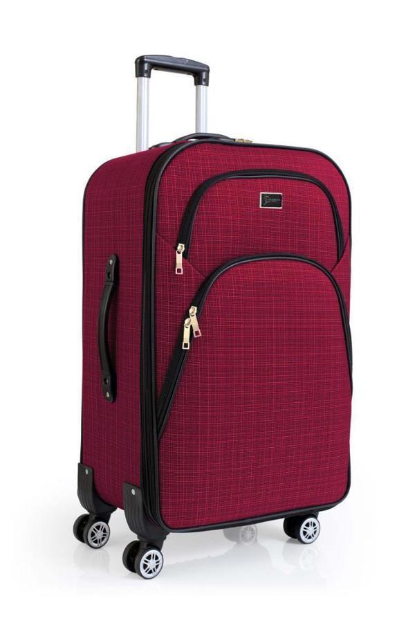 Büyük Boy 4 Teker Kumaş Valiz Bordo 1081 - Image 1