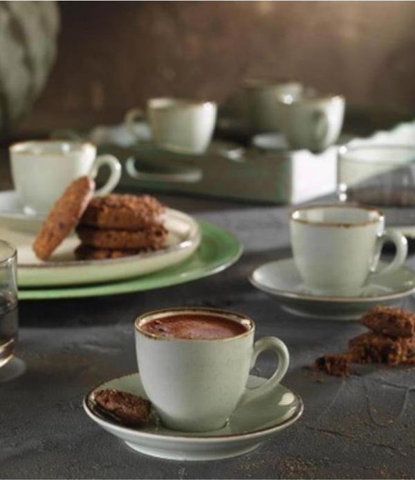 Kütahya Porselen Lima Pearl Türk Kahvesi Fincan Takımı 6 lı Yeşil - Image 1