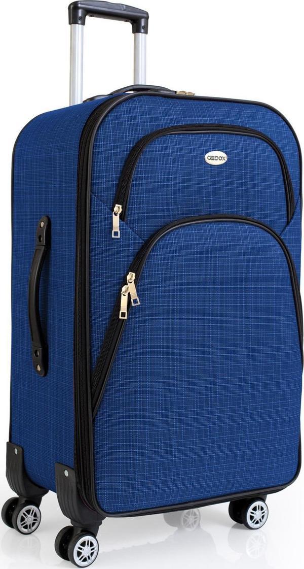 Büyük Boy 4 Teker Kumaş Valiz Saks Mavi 1081 - Image 1