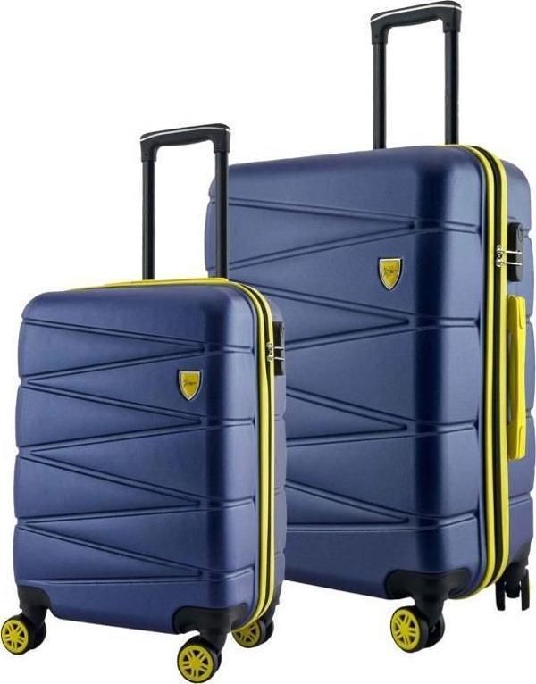 Büyük Ve Kabin Boy 2'li Valiz Seti  4x2 Teker Lacivert 1164 - Image 1