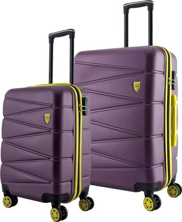 Büyük Ve Kabin Boy 2'li Valiz Seti  4x2 Teker Mor 1164 - Image 1