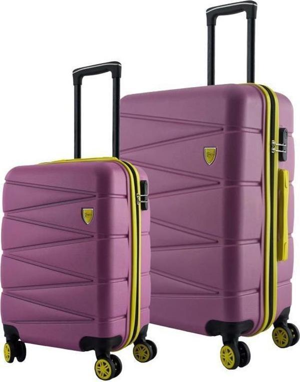 Büyük Ve Kabin Boy 2'li Valiz Seti  4x2 Teker Pembe 1164 - Image 1