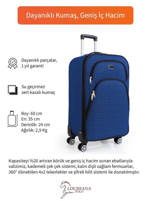Kabin Boy 4 Teker Kumaş Valiz Saks Mavi 1081 - Image 1