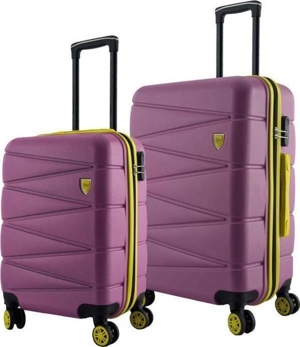 Orta Ve Kabin Boy 2'li Valiz Seti  4x2 Teker Pembe 1164 - Image 1