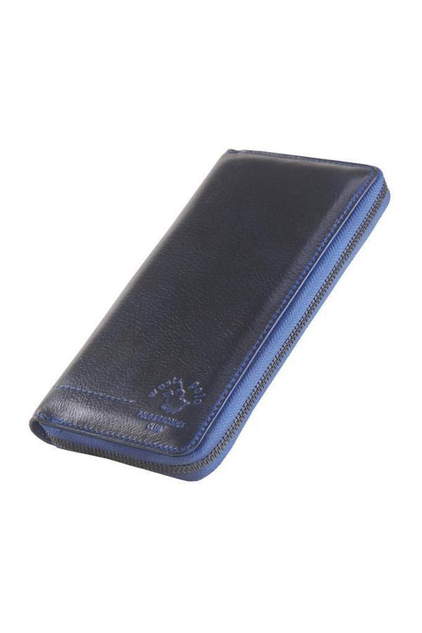 West Polo Hakiki Deri Cüzdan Eskitme Lacivert 851 - Image 1