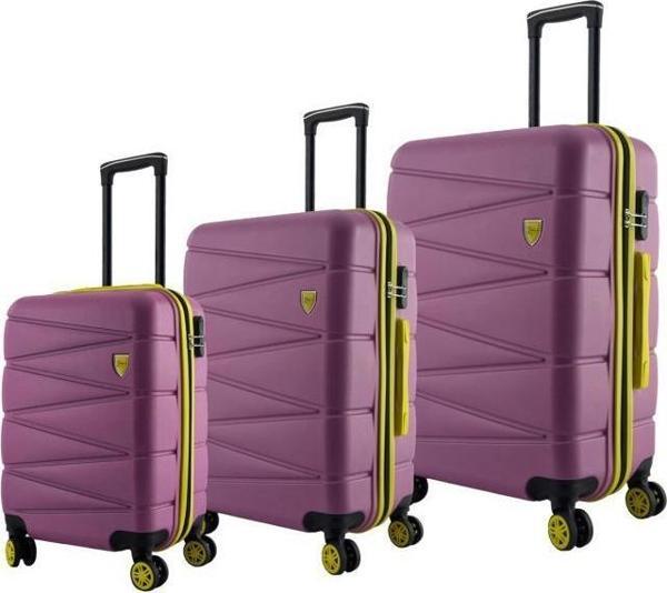3'lü Valiz Seti ABS Valiz 4x2 Teker Pembe 1164 - Image 1