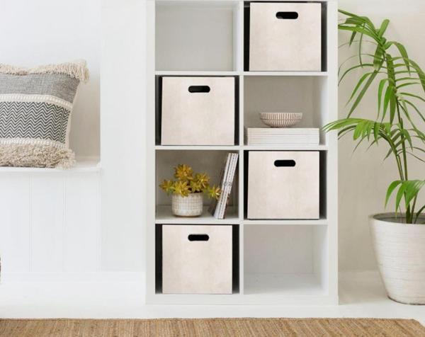 HOMİNG Krem 4 Adet Çok Amaçlı Keçe Organizer Dolap Içi Düzenleyici Sepet Seti // 30x30 Cm - Image 1