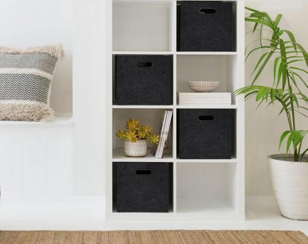 HOMİNG 4 Adet Siyah Çok Amaçlı Keçe Organizer Dolap Içi Düzenleyici Sepet Seti // 30x30 Cm Hmy-6355 - Image 1