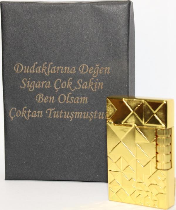 Kişiye Özel Dupont Tarz Çelik Gövde Çakmak (Gold) - Image 1