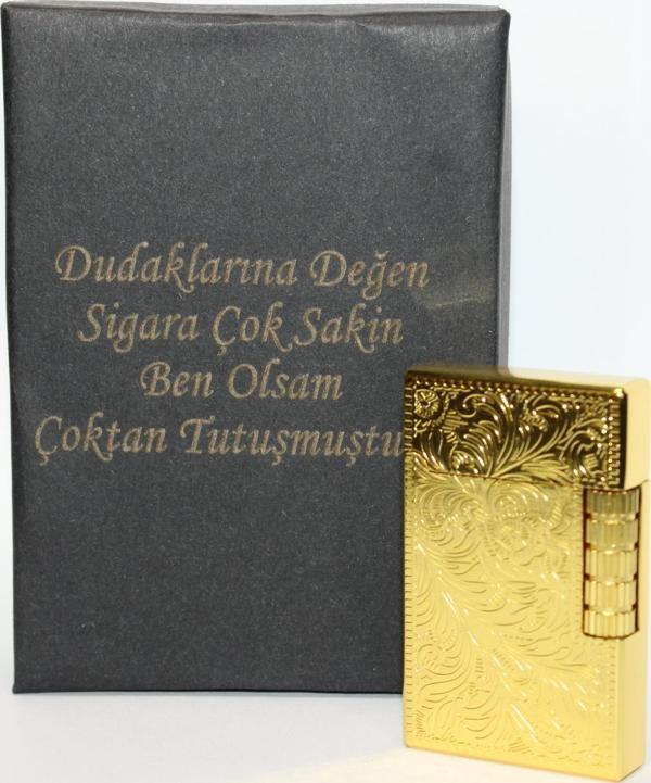 Kişiye Özel Dupont Tarz Çelik Gövde Çakmak (Gold) - Image 1