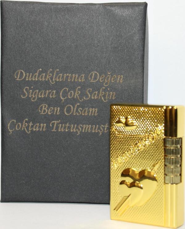 Kişiye Özel Dupont Tarz Çelik Gövde Çakmak (Gold) - Image 1