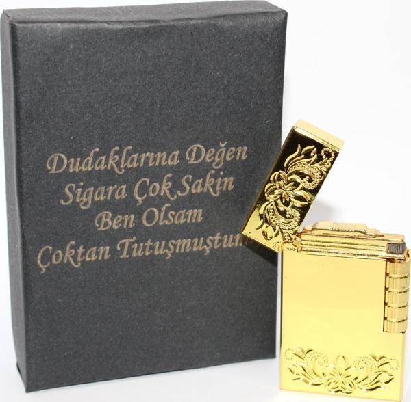 Kişiye Özel Dupont Tarz Çelik Gövde Çakmak (Gold) - Image 1