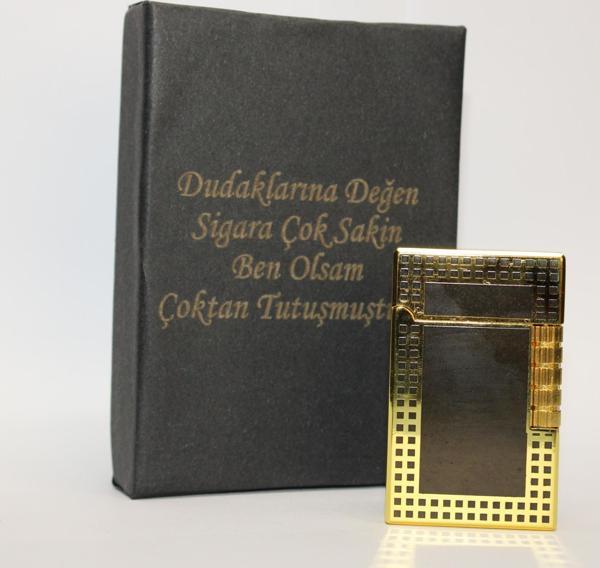 Kişiye Özel Dupont Tarz Çelik Gövde Çakmak (Gold-Siyah) - Image 1