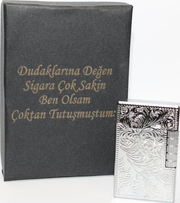 Kişiye Özel Dupont Tarz Çelik Gövde Çakmak (Gümüş) - Image 1