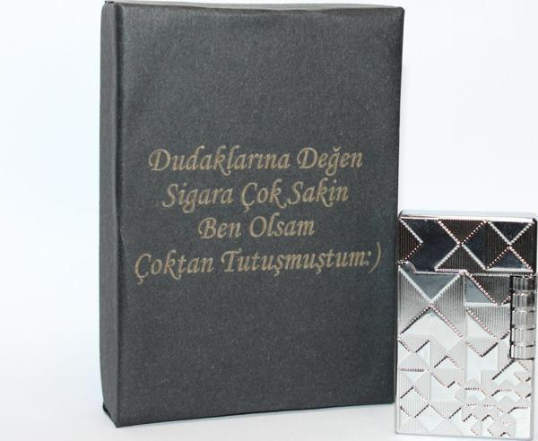 Kişiye Özel Dupont Tarz Çelik Gövde Çakmak (Gümüş) - Image 1