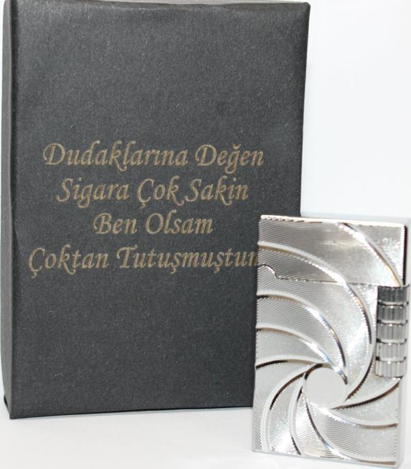 Kişiye Özel Dupont Tarz Çelik Gövde Çakmak (Gümüş) - Image 1