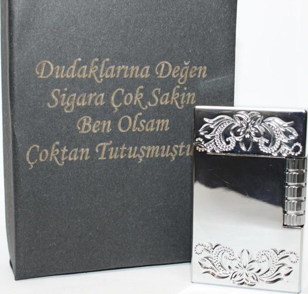 Kişiye Özel Dupont Tarz Çelik Gövde Çakmak (Gümüş) - Image 1