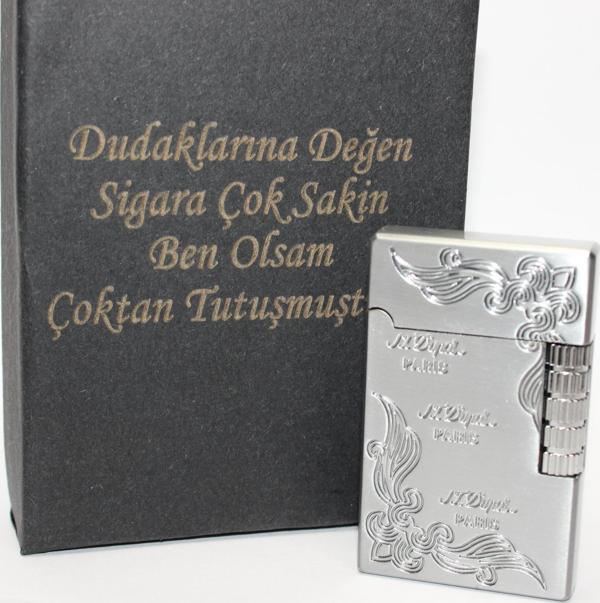 Kişiye Özel Dupont Tarz Çelik Gövde Çakmak (Gümüş) - Image 1