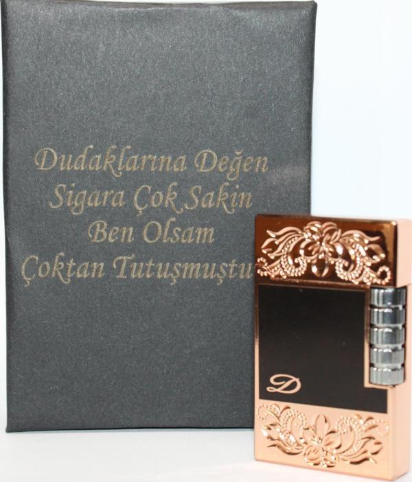 Kişiye Özel Dupont Tarz Çelik Gövde Çakmak (Rose Gold) - Image 1