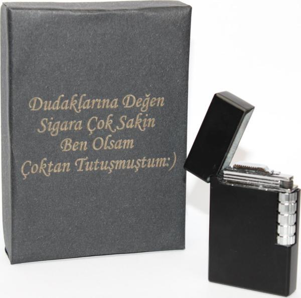 Kişiye Özel Dupont Tarz Çelik Gövde Çakmak (Siyah) - Image 1