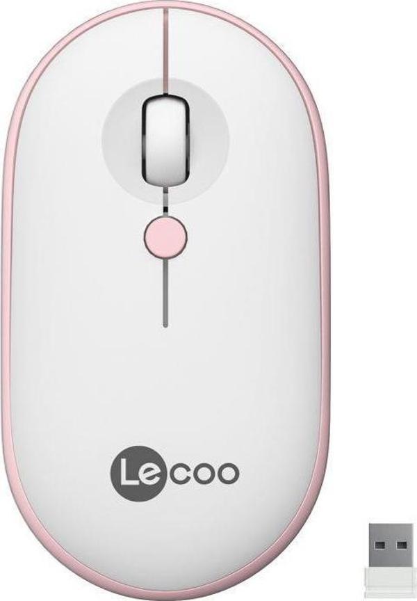 Lenovo Lecoo WS212 Kablosuz Mouse Beyaz & Pembe - Image 1