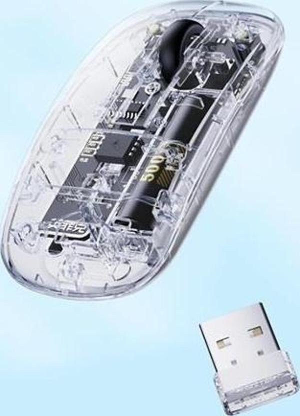 Coofbe 2.4G Şarj Edilebilir 500 mAh Transparan 4DPI 2.4G Kablosuz Mouse Windows İos Mac Uyumlu Mouse - Image 1