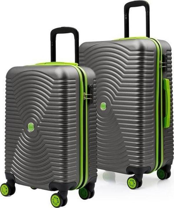 2'li Valiz Seti Orta Boy - Kabin Boy Antrasit 1169 - Image 1