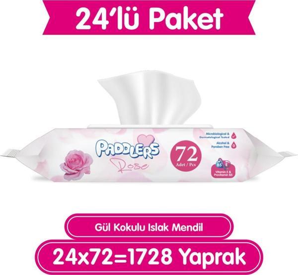 Paddlers Gül Kokulu Islak Mendil 24x72 li Koli (1728 Yaprak) - Image 1