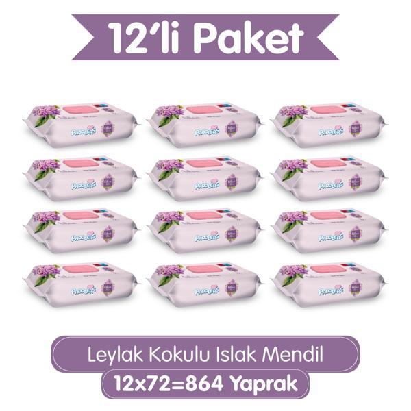 Paddlers Leylak Kokulu Islak Mendil 12x72 li Koli (864 Yaprak) - Image 1