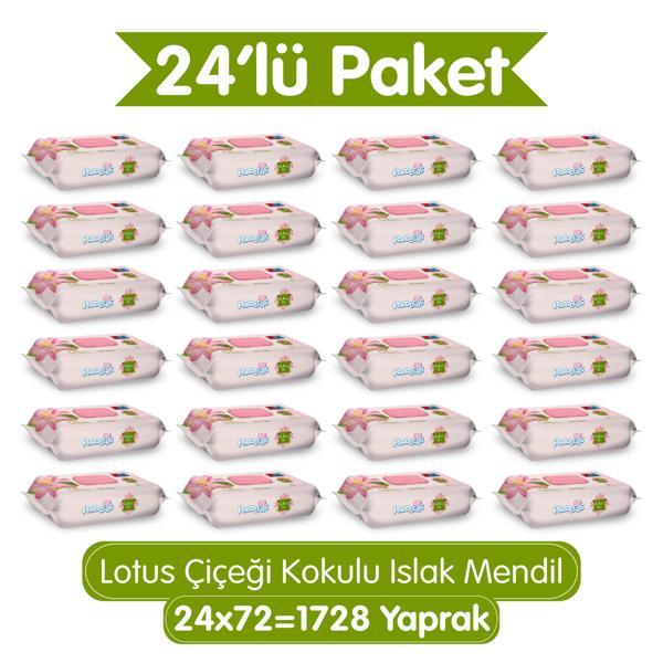 Paddlers Lotus Çiçeği Kokulu Islak Mendil 24x72 li Koli (1728 Yaprak) - Image 1