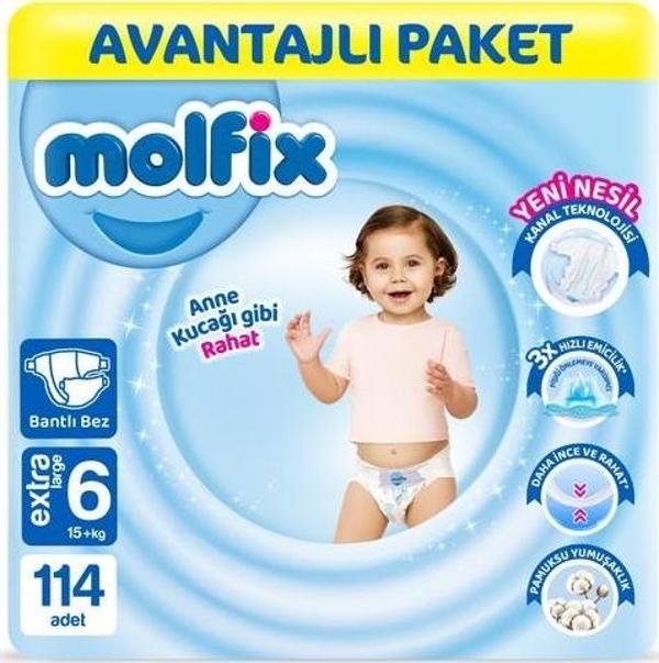Molfix Bebek Bezi 6 Beden Extra Large Avantajlı Paket 114 Adet - Image 1