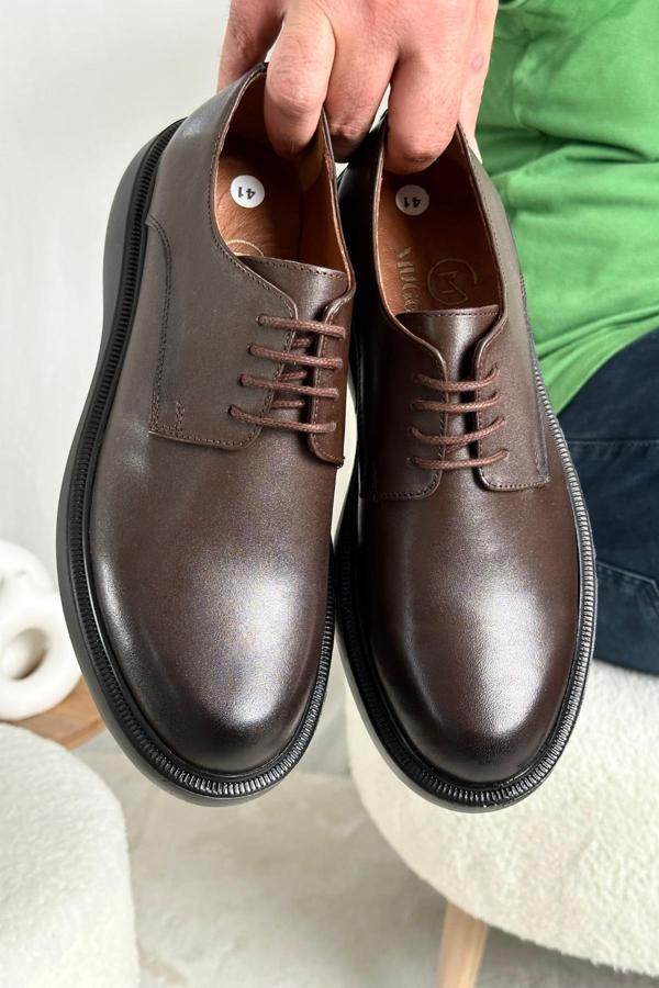 Muggo SMİTH Garantili Günlük Klasik Hakiki Deri Casual Rahat Ortopedik Kalın Taban Erkek Ayakkabı - Image 1