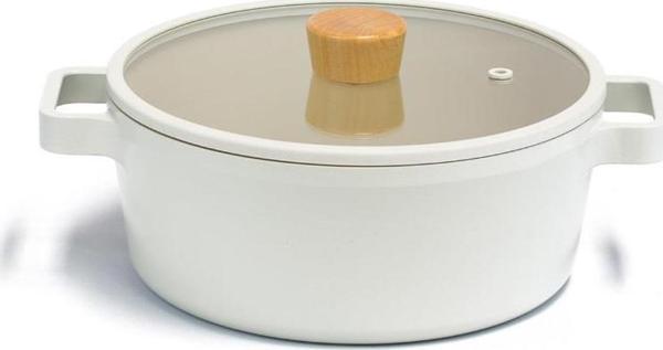 Neoflam Döküm Tencere Cam Kapaklı Fika Derin 24cm Bej - Image 1