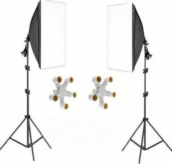 Refleks 2 Li Softbox 50X70Cm Paraflaş 5 Duylu Sürekli Işık 2M Ayak - Image 1