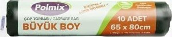 Omnipazar Polmix Standart Büyük Boy Çöp Poşeti 65x80cm 50 Rulo Siyah  - Image 1