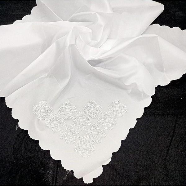 Dilex Bohça Çeyizlik Bohça Gelin Bohçası Damat Bohçası Saten Beyaz Incili Oyalı 90x90 Ölçüsünde - Image 1