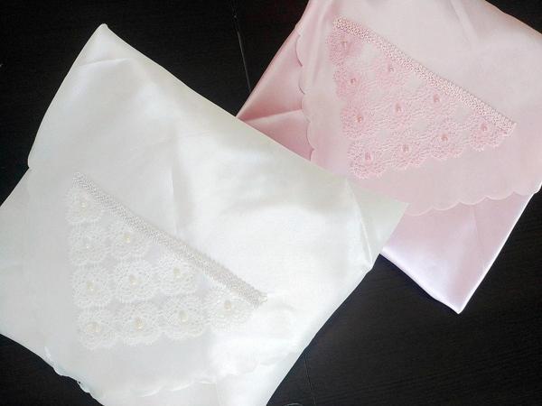 Dilex Bohça Çeyizlik Bohça Gelin Bohçası Damat Bohçası Saten Beyaz Pembe Pudra 2 'li Set - Image 1