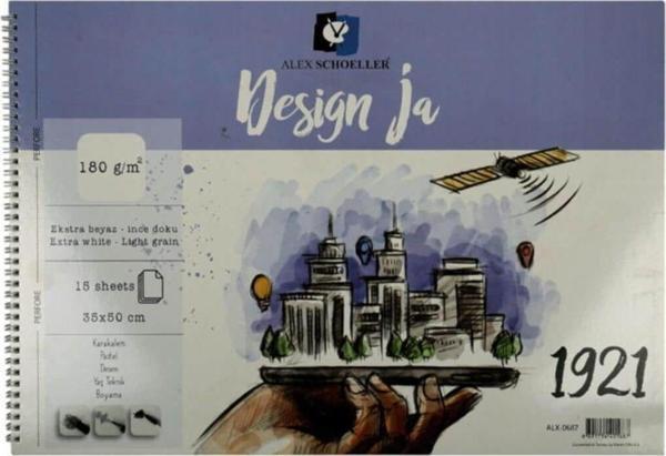 Alex Schoeller Design Ja 180 gr Ince Dokulu Resim Defteri 35x50 cm 15 Sayfa - Image 1