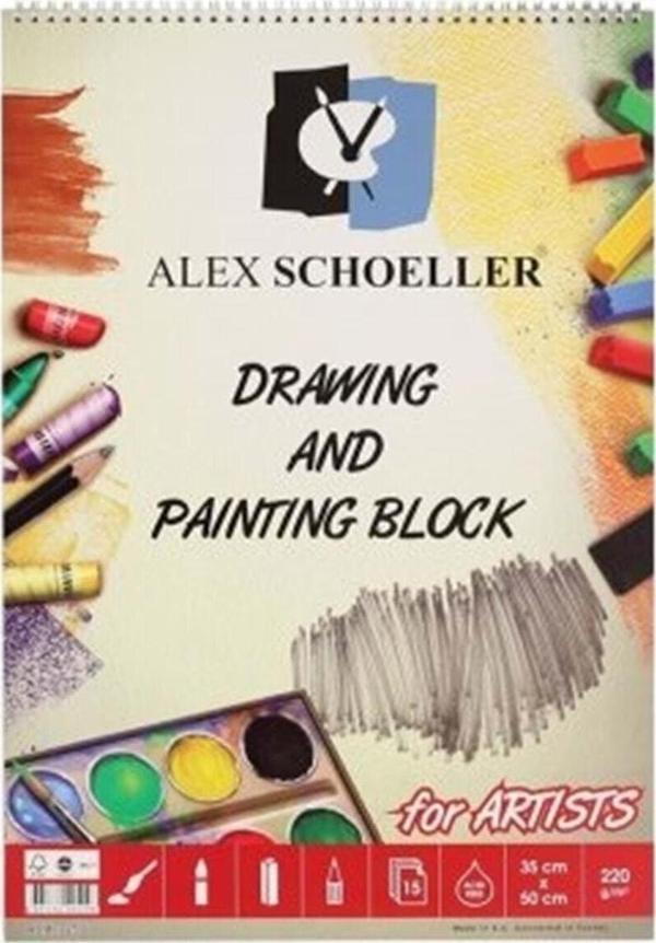 Alex Schoeller Drawing Painting Block Resim Defteri 15 Yaprak 35x50-220 gr - Image 1