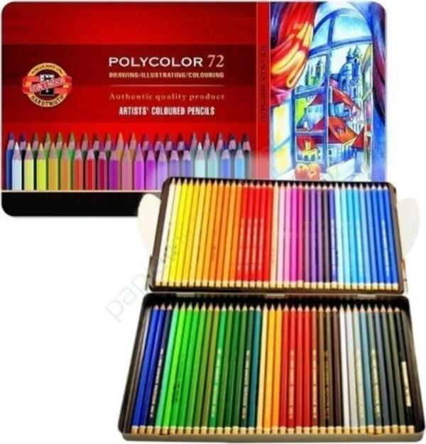 Koh-i Noor Polycolor Artist Kuru Boya Kalemi 72 Renk Metal Kutu - Image 1