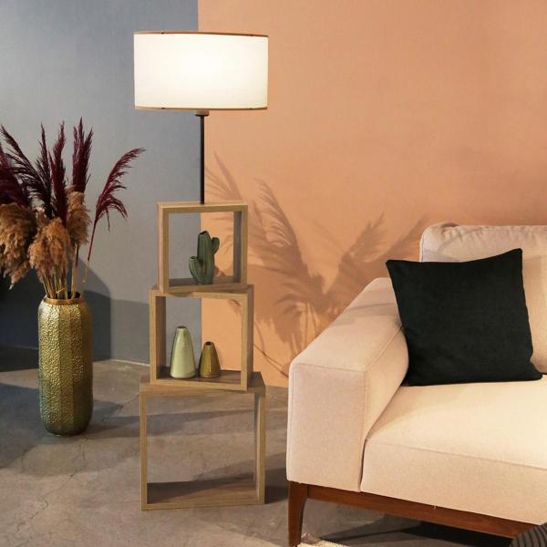 Homing Kumaş Başlıklı Modern Raflı Lambader AYD-2903 - Image 1