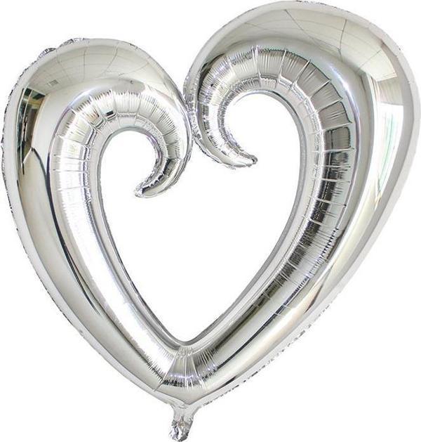 Helyuma Uyumlu Kalp Şekilli Büyük Boy Sevgililer Günü Metalik Kalpli Folyo Balon GÜMÜŞ SİLVER Kalp Balon - Image 1