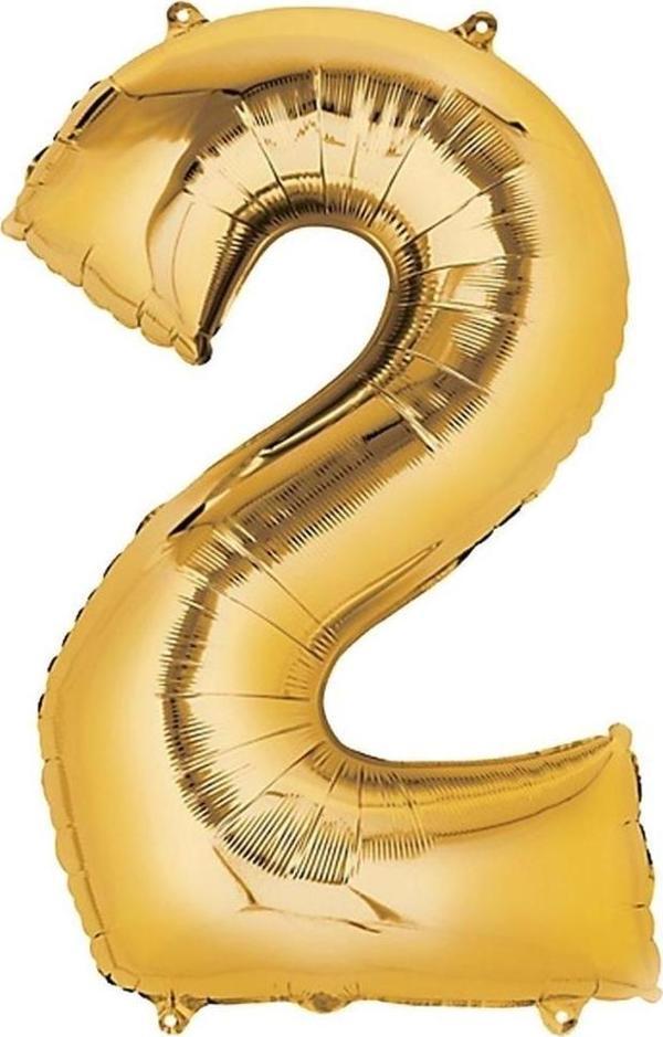 Rakam Folyo Balon Metalik Altın 2 Yaş Folyo Balon Metalik - 2 Yaş Balonu 100 cm - Image 1