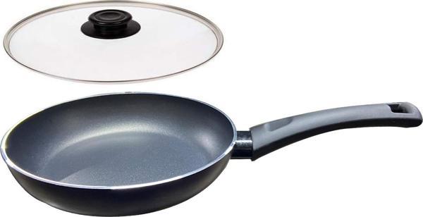 Mehtap Teflon Tava Cam Kapaklı 20 CM İndüksiyon Tabanlı Lacivert Renk - Image 1