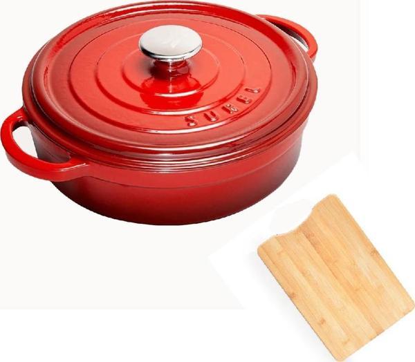 Demirdöküm 28 CM Kısa Tencere Kırmızı Bambu Kesme Tahtası  - Image 1