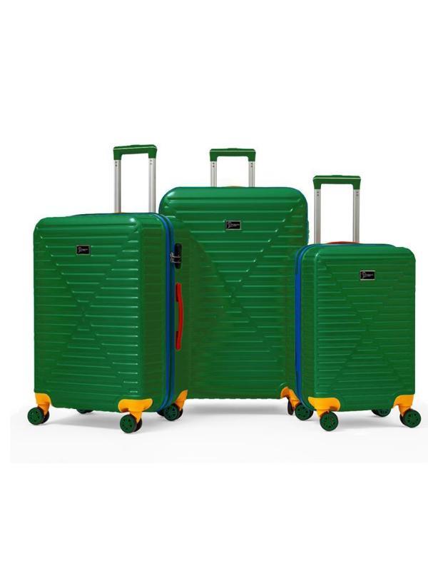 3'lü Valiz Seti %100 Polikarbon Valiz 4x2 Teker Yeşil 1088 - Image 1