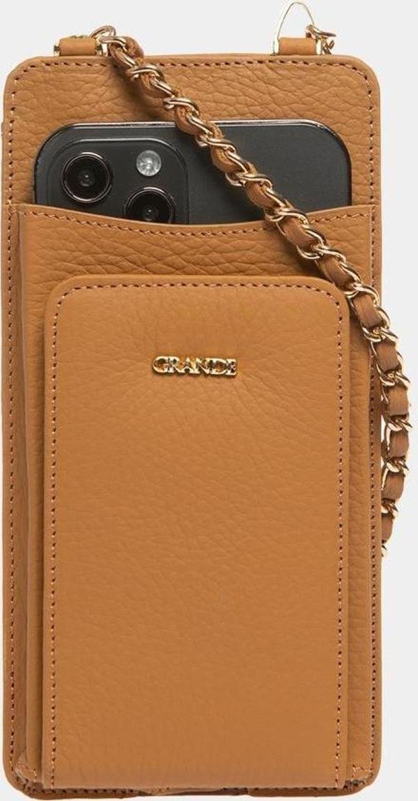 Grande Hakiki Deri Kadın Telefon Çantası Taba 2783 - Image 1