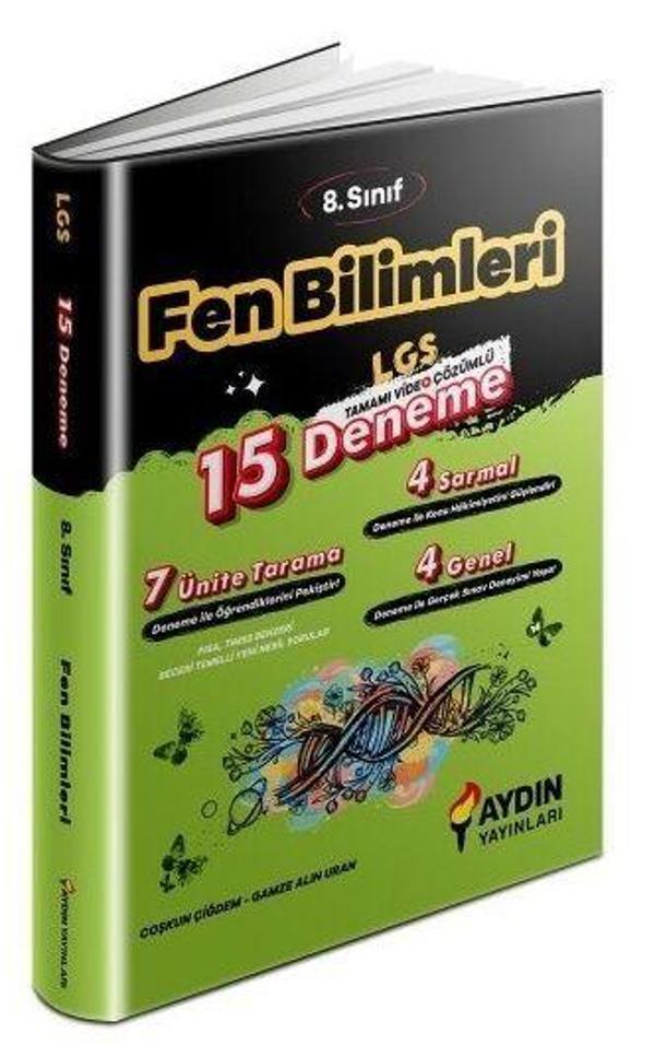 Aydın Yayınları 8. Sınıf LGS Fen Bilimleri 15 Deneme - Aydın Yayınları - Image 1