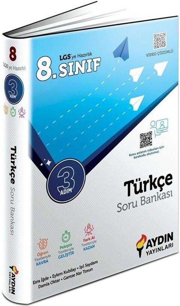 Aydın Yayınları 8. Sınıf LGS Türkçe Üç Adım Soru Bankası - Aydın Yayınları - Image 1